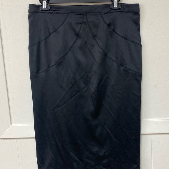 Cavalli Black Sexy Silky Stretch Stitching Detail Logo Skirt